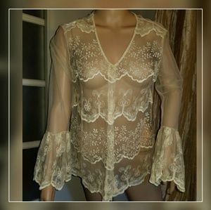 1970s sheer buttoned up blouse